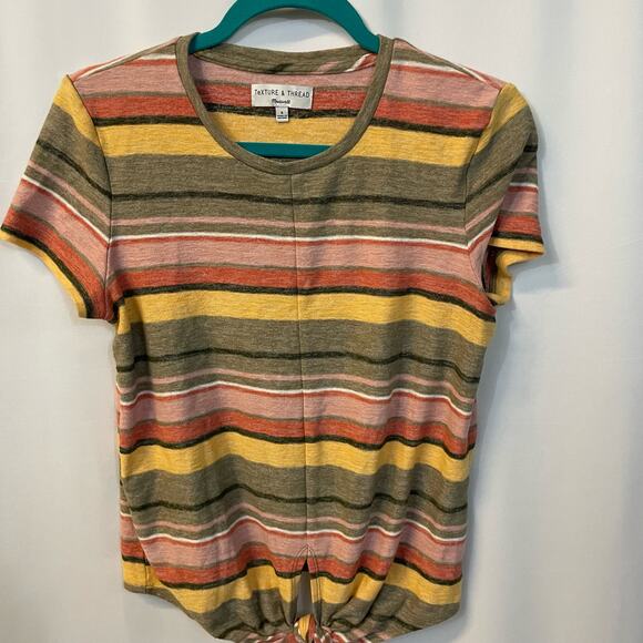 Madewell Texture & Thread Modern Tie-Front Top in Kieran Stripe Crew Neck Top S - Picture 1 of 6